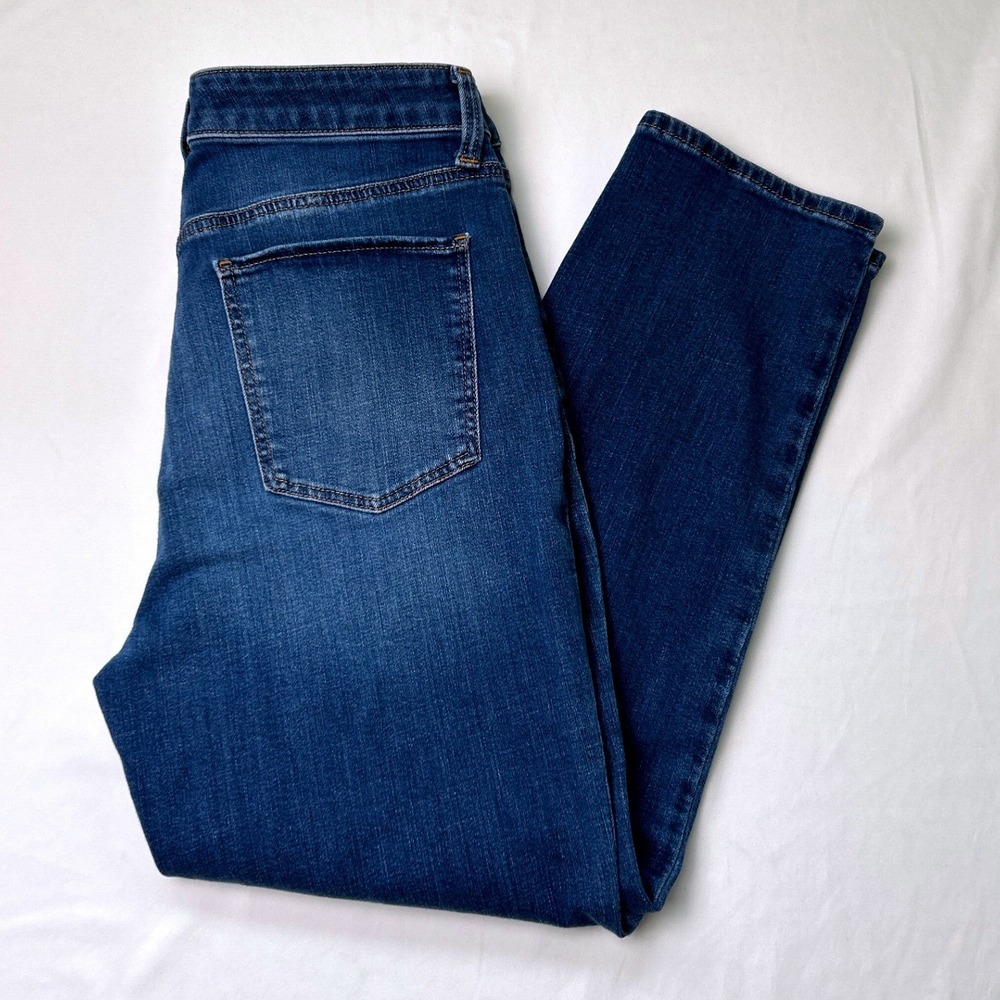 Talbots Womens Straight Leg Crop High Rise Denim Jeans Size 6 Blue Stretch